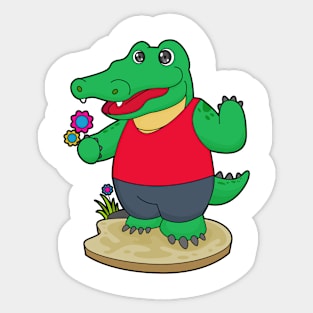 Crocodile with Flowers Sticker